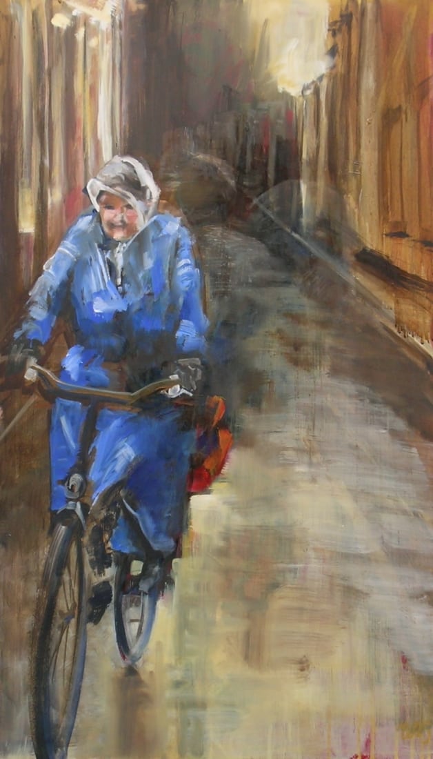 Vrouw op fiets